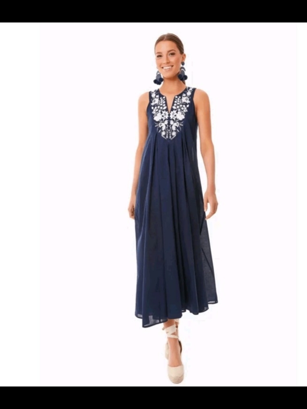 Tuckernuck Light Blue Sleeveless Embroidered Maxi Dress